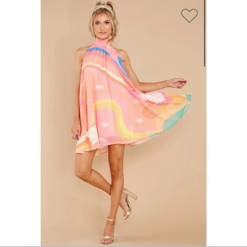 DREAMS AND DREAMERS PEACH PINK‎ MULTI DRESS